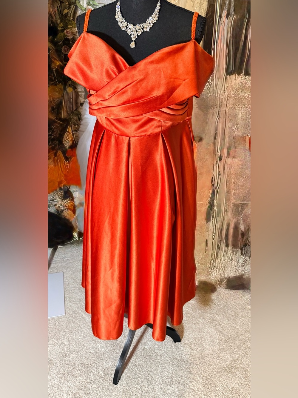 Satin Orange Cocktail Dress